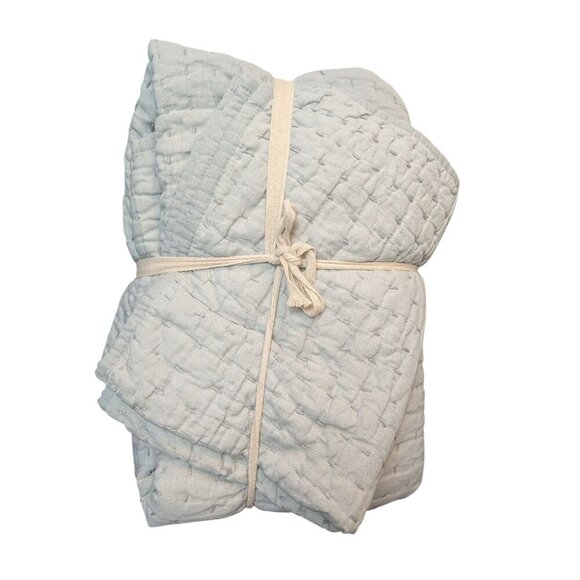 Quince European Linen Cotton Stitch Quilt 2PC Set Color Mist Size Twin -NEW- - Picture 1 of 8